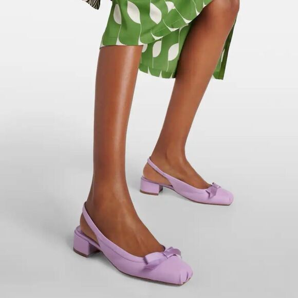 CHRISTIAN LOUBOUTIN Mamaflirt Slingback Ballet Heels Size 37.5 Purple Leather - Picture 3 of 13